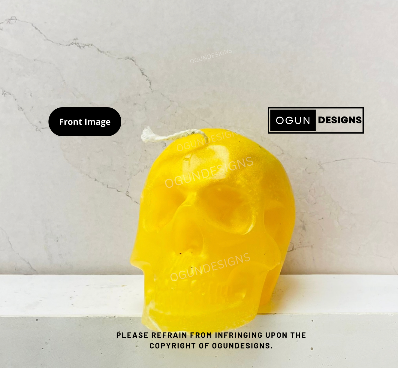 Yellow Skull Candle, Skull Candles, Vela de calavera Amarillo, Velas de Calavera