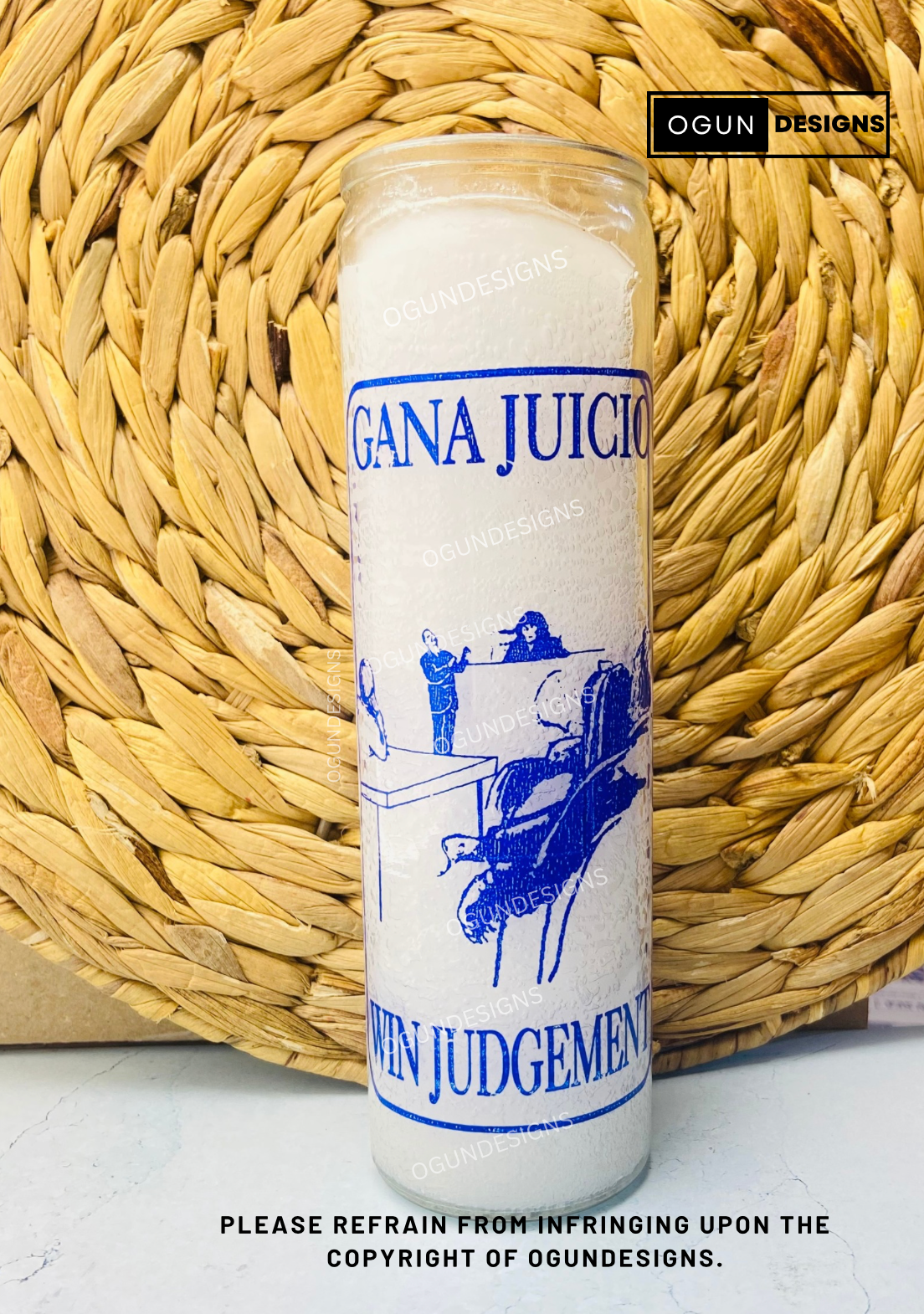 Win Judgement Glass Candle, Gana Juicio Vela de Vidrio, Court Candel, Vela de Corte