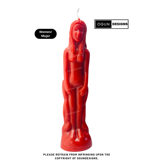 Red Female Image Candle, Female Figure Candle, Vela con imagen de Mujer Rojo, Vela Figura De Mujer